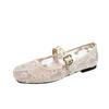 Women's Summer Mesh Ballet Flats Closed Square Toe Mary Jane Comfortable Ballerina Flat Casual Dressy Shoes Slip On Breathable Walking Shoes for Women