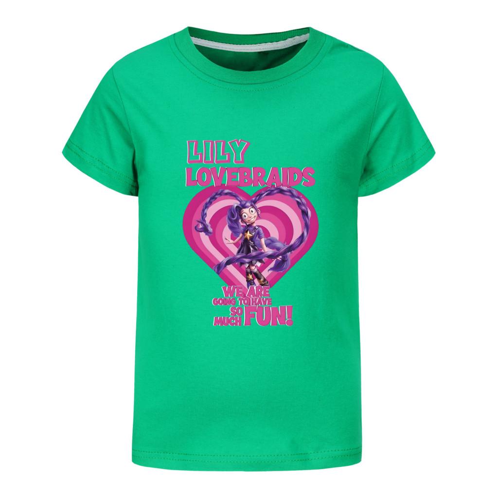 5580 Meisje Cartoon Lelie Liefdesvlechten Print Korte Mouw T-shirt