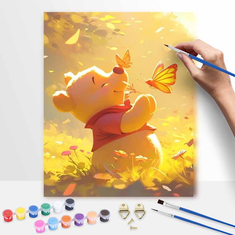 Disney Winnie the Pooh oil painting painting art cute bear butterfly handmade diy painting home decoration gift