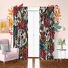 Light Blocking Floral Skull Printed Curtain Design Polyester Halloween Window Decor Gothic Home Set Of 2 Made With Rod Pocket Washable