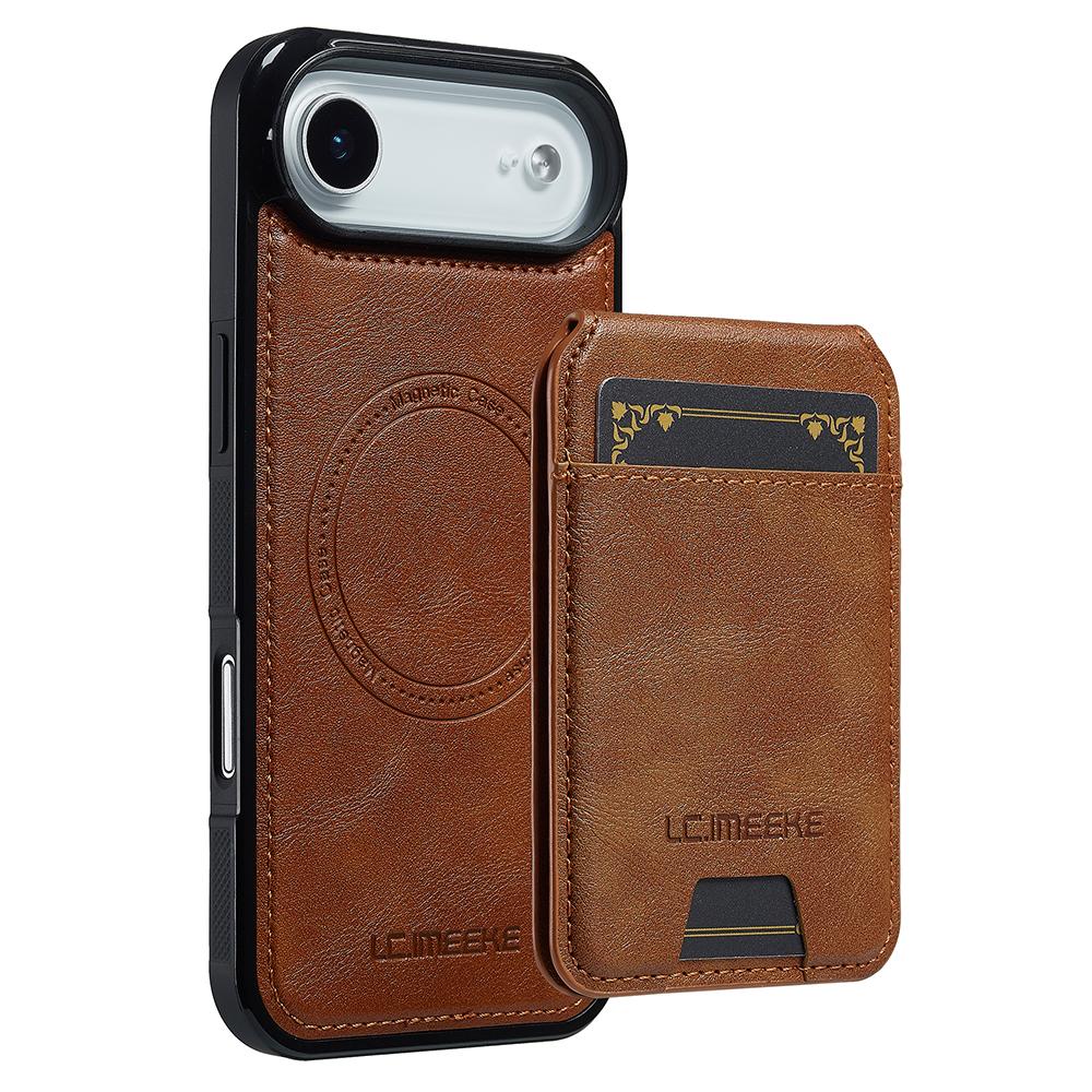 LC.IMEEKE L3 For iPhone 17 Air Magnetic Case Detachable Card Holder Leather TPU Mobile Cover