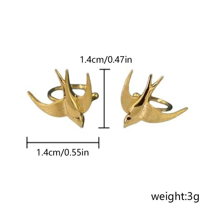 Gold Color Flying Bird Clip Earring for Women Cute Animal Swallow No Ear Hole Without Piercing Earbone Earrings Party Jewelry