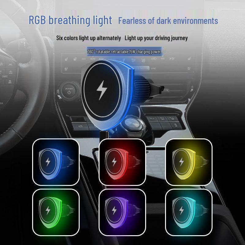 15W Magnetic Wireless Car Charger & Phone Holder for Apple/Android