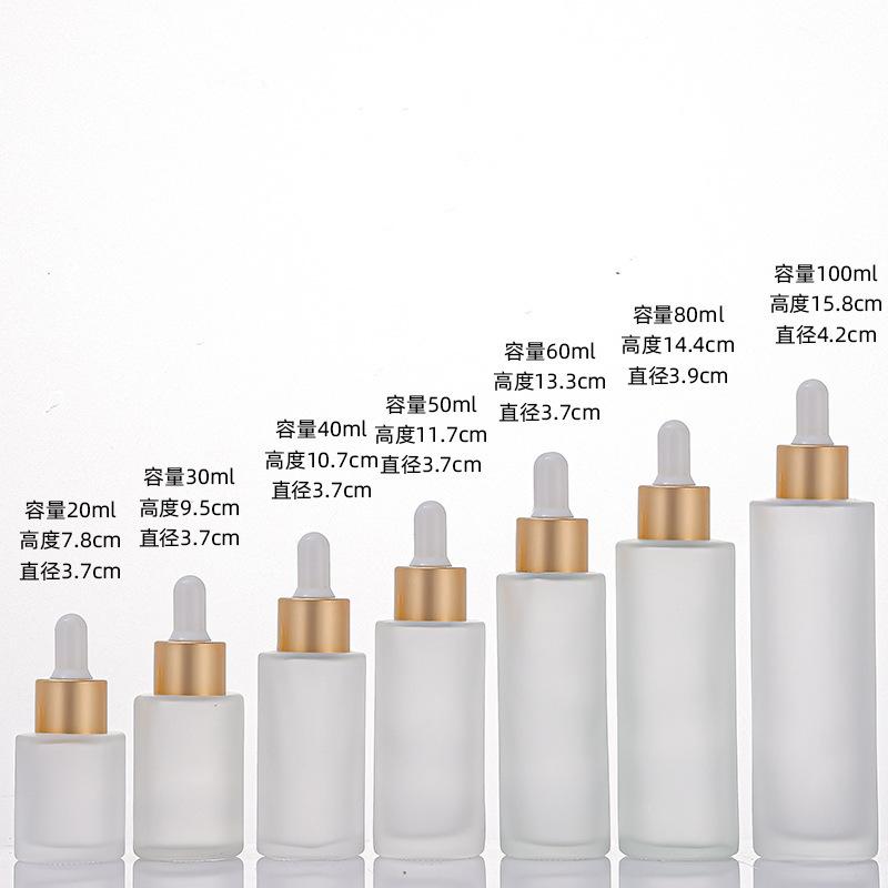 Frosted Glass Dropper Bottle 20-100ml, Straight Shoulder Essential Oil Serum Container for Skincare