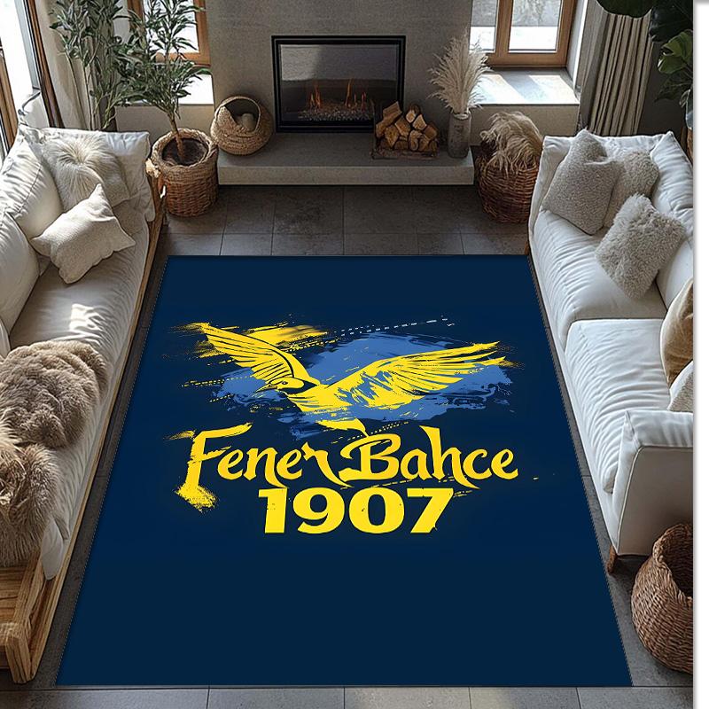Fenerbahce Printed Flannel Area Rug Non Slip Soft Polyester Floor Carpet Indoor Decor Mat for Bedroom Living Room Sofa