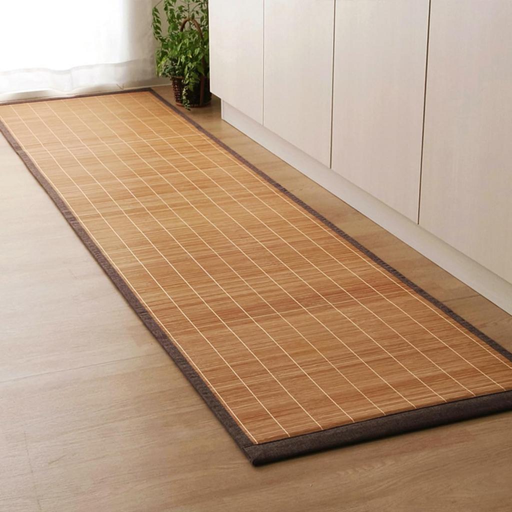 IKEHIKO Bamboo Kitchen Mat, Deluxe Plain, Brown, 60x240cm, #5386050