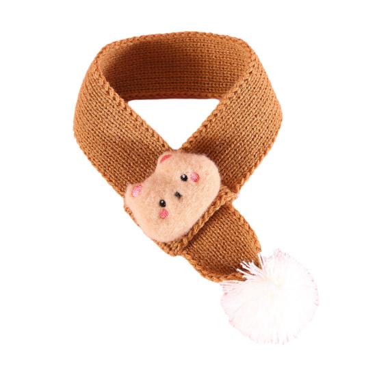 

Шарф для домашних животных, очаровательный шейный платок с узором медведя для кошек и собак, удобный зимний вязаный воротник для домашних животных, товары для домашних животных коричневый