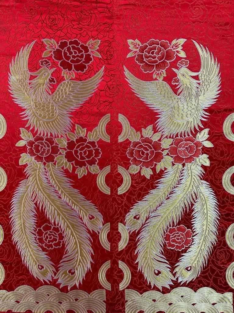 100x150cm Phoenix Tibetan Satin Imitation Brocade Fabric DIY Cheongsam Dress Fabric Double Phoenix Butterfly Dress Fabric