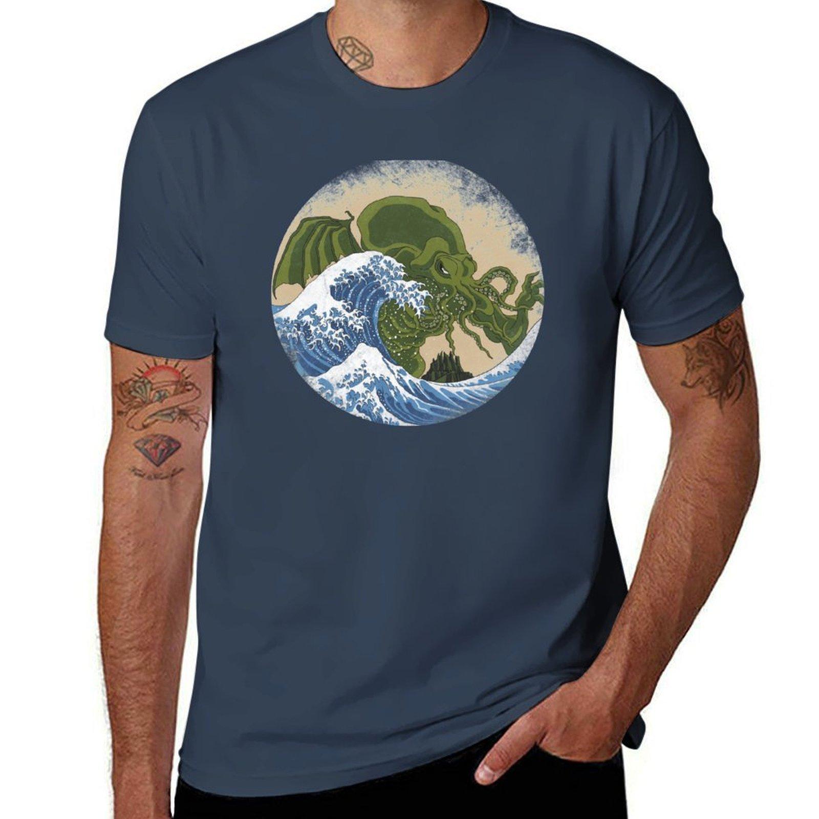 Cthulhu Hokusai TShirt Comfort Stretch Tee Shirt S
