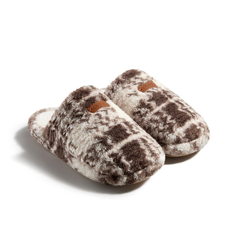 Simple cotton slippers new autumn and winter couples home indoor thick bottom non-slip piled warm fluffy slippers