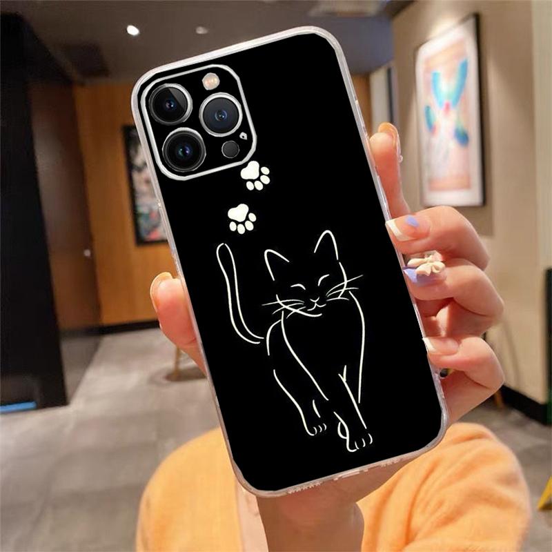 Phone Case For iphone 17ProMax Air 16 15 14 13 Pro Max 15 16 Pro 15Plus Cartoon black cat