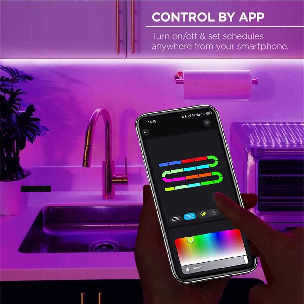 USB Powered RGBIC Neon LED Strip Lights, APP Control & Music Sync Ambient Lighting, DIY Decor for Bedroom, Kitchen, TV and Party