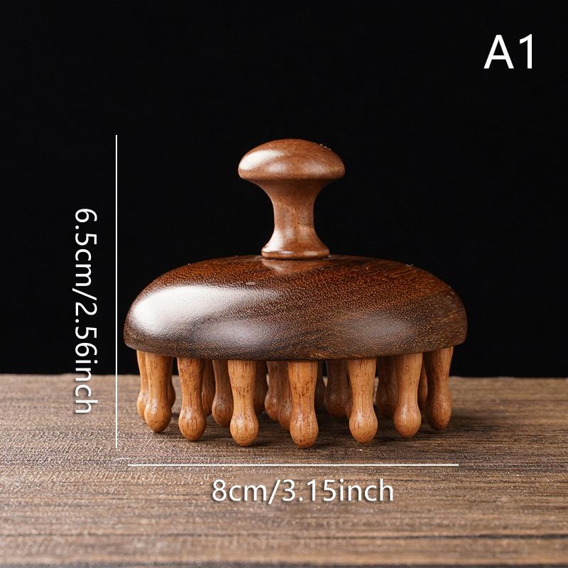 

Портативная многофункциональная деревянная массажная расческа с круглыми зубцами гуаша, массажер для кожи головы и головы с кольцом - инструмент для терапии и релаксации