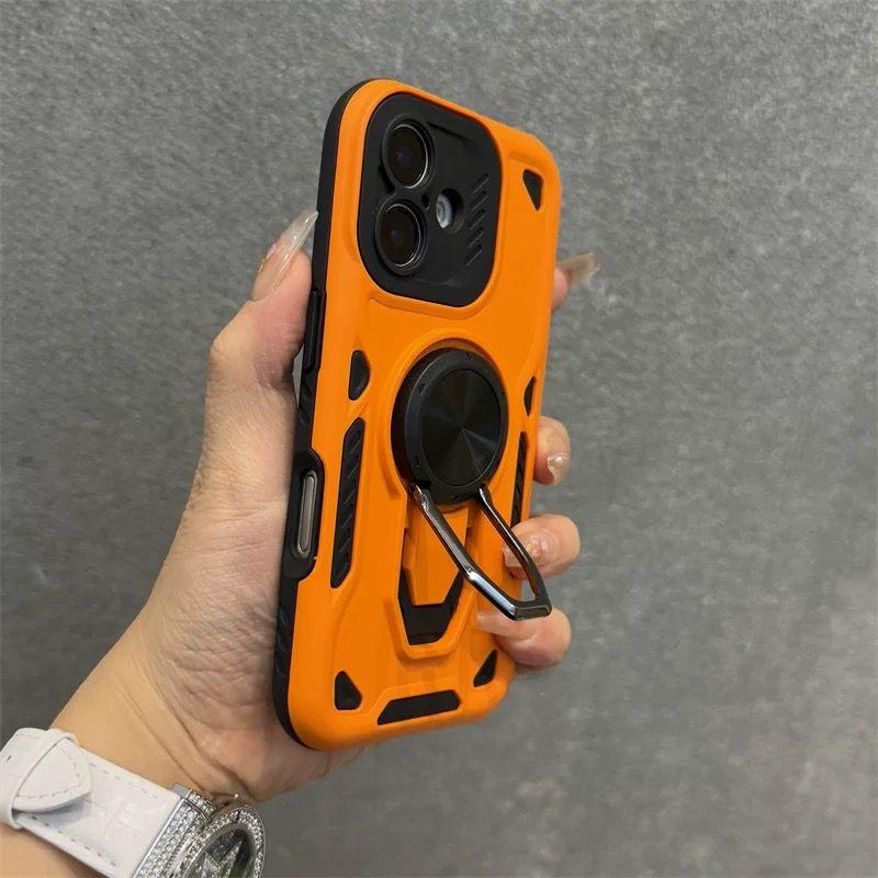 Pancerny futerał na telefon z pierścieniem i uchwytem dla Apple iPhone16promax - Odporna na upadki pogrubiona silikonowa osłona z uchwytem dla