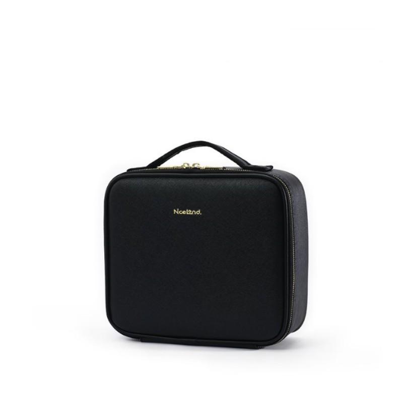 PU Leather Portable Cosmetic Case Women's Travel Makeup Train Case Large Capacity Makeup Storage Bag