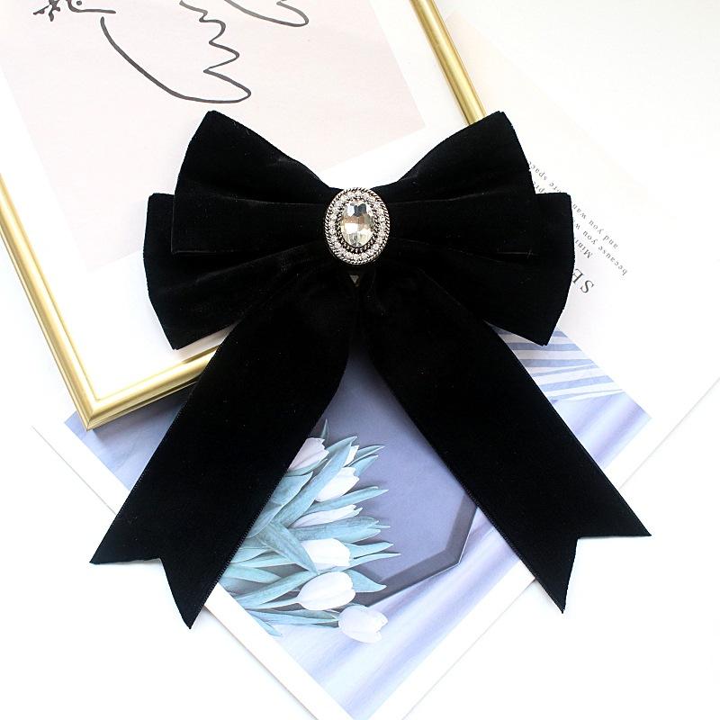 Black Bowtie Ribbon Bow Brooch Collar Necktie Uniform Shirt Collar Flower Brooches For Women Cloth Art Dresses Accessory