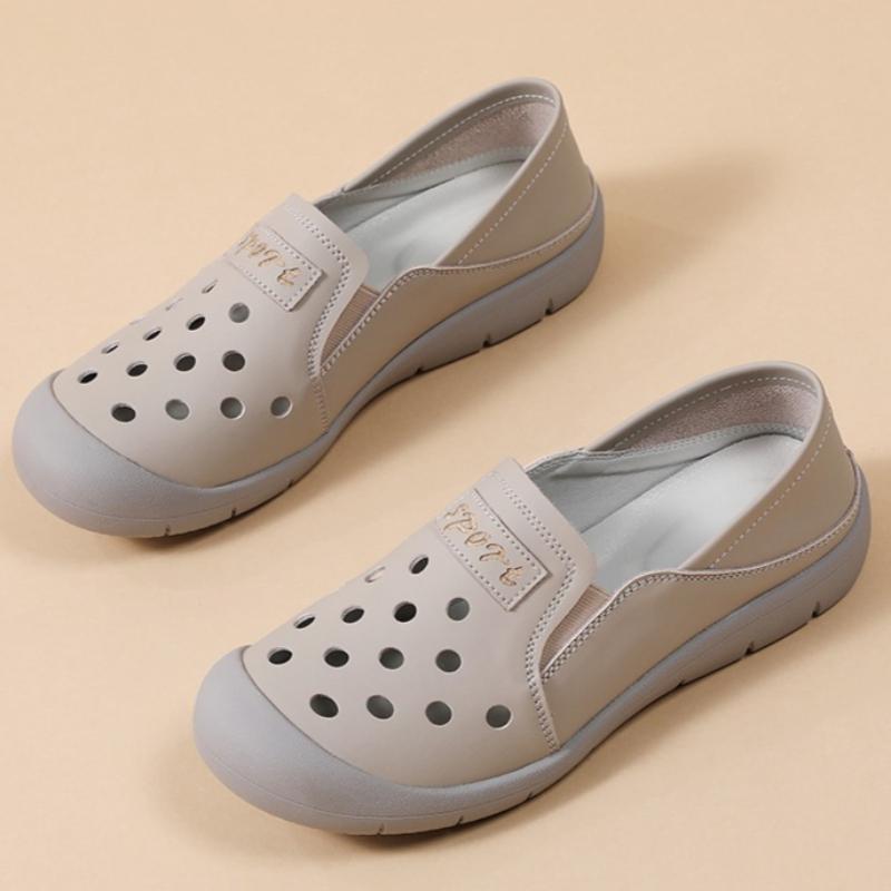 

Genuine Leather Women s Flats 2 in 1 Casual Shoes Ladies Elastic Walking Shoes Slip-on Loafers Round Toe Slippers Waterproof Working Shoes 40