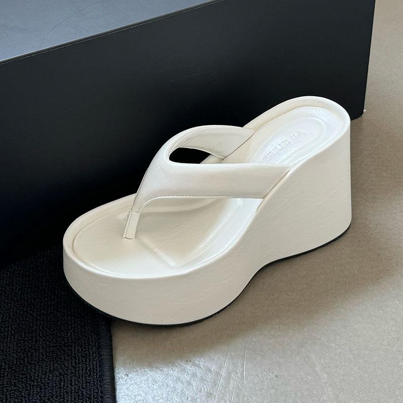 

Fashion Silver Female Fashion Platform Slides Wedges Slippers For Women Flip Flops Thick Soled Ladies Wedges Slippers Sandals Shoes 35 бежевый