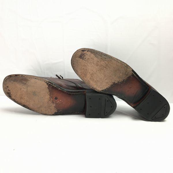 60s-70s Vintage Leather U-Tip Business Shoes Size 9D 26.5-27.0 Brown USA Made(USED)