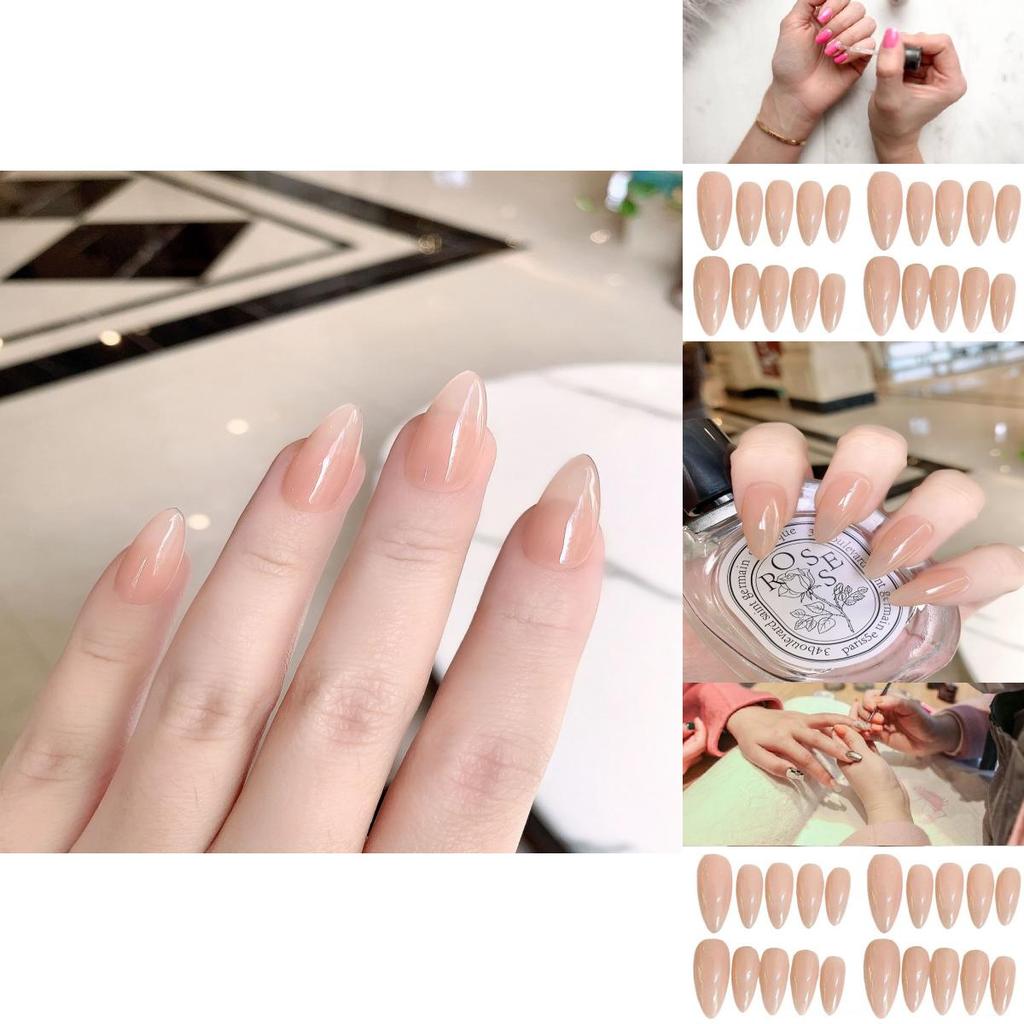 Chinese National Brand Almond-shaped Nail Stickers Pure Color Ice Transparent Design