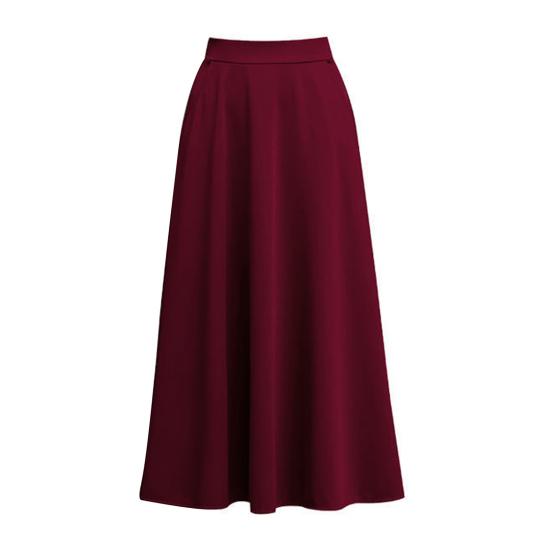 Women Maxi Skirt Elastic High Waist Large Hem A-Line Skirt with Pockets Solid Color Swing Skirt Streetwear