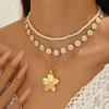 European and American Elegant and Fashionable Oil Drop Daisy Imitation Pearl Beaded Necklace Exquisite and Versatile Temperament Flower Necklace Women