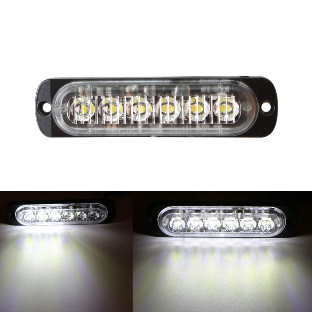 VORCOOL Strobe Light Emergency Strobe Light 18W 12-24V 6LED LED Car Strobe Flashlight Warning Light Universal Emergency Lamp (White)