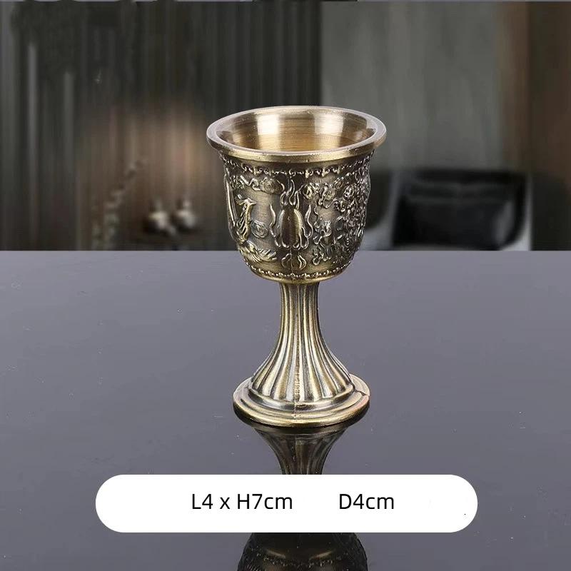 Light Luxury Engraved Bronze Wine Goblet – Vintage High Foot White Wine Glass for Home, Party & Bar
