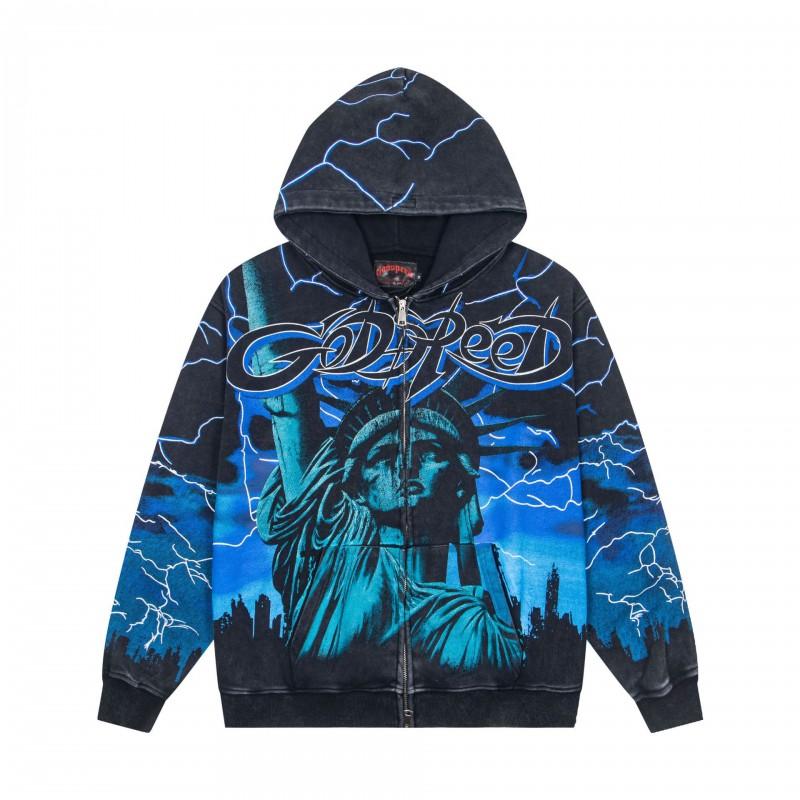Mens Oversized Washed Vintage Hoodie Streetwear Sweatshirt 2025 Cotton Graphic Print