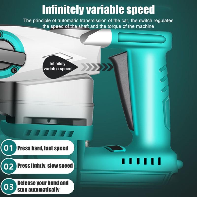 2000w 3 in 1 Cordless Brushless Electric Rotary Hammer Drill + Electric Rotary Hammer Drill for 18V Battery