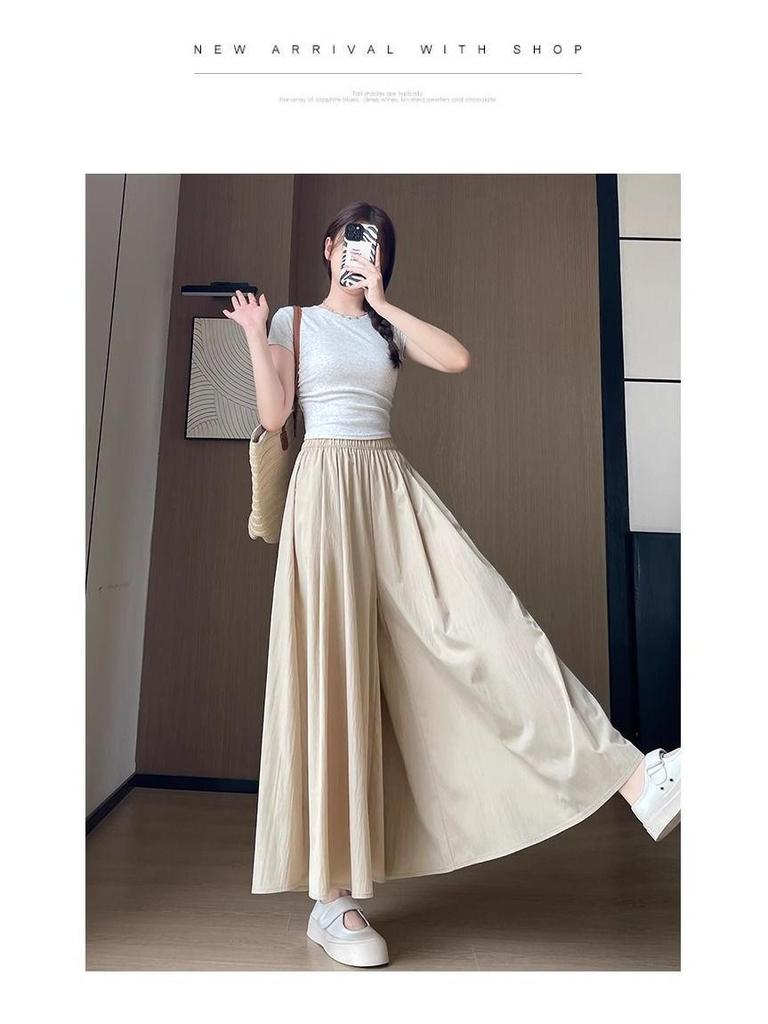 Black Yamamoto High Waist Culottes with Pockets - Women's Plus Size Loose Slimming Wide Leg Skirt Pants