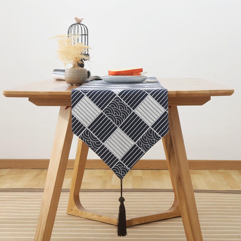 Zen Style Plaid Cotton Linen Table Runner
