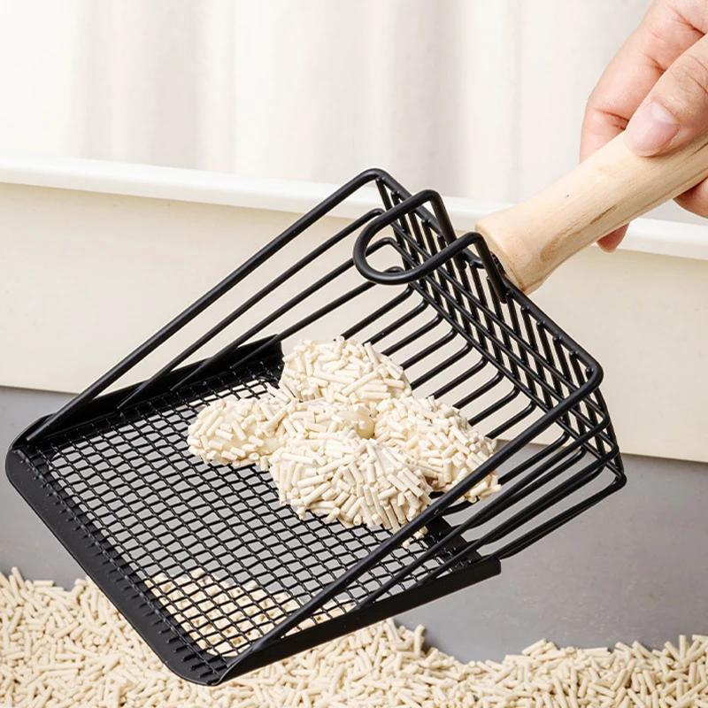 Cat Litter Scoop with Ergonomic Handle & Hook Durable Metal Fine Mesh Sifter Shovel Cat Waste Cleaning Tools for Cat Litter Box