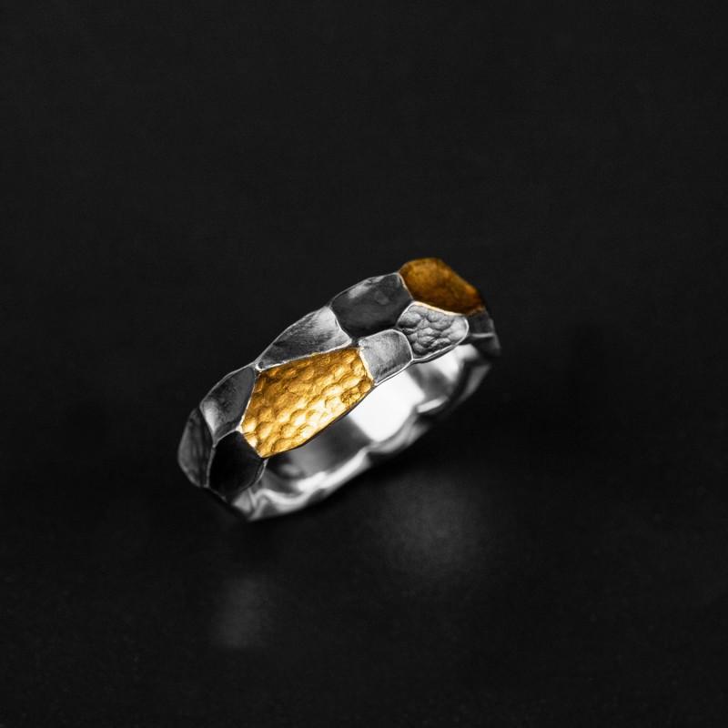 Adjustable Open Ring Men Women Vintage Geometric Copper With Black Gold Plating Enamel Detail