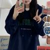Padded Hooded Sweatshirt Female Autumn and Winter Loose Letter Printing Student Jacket Long-sleeved Tops Fashion Retro Versatile Sweatshirt