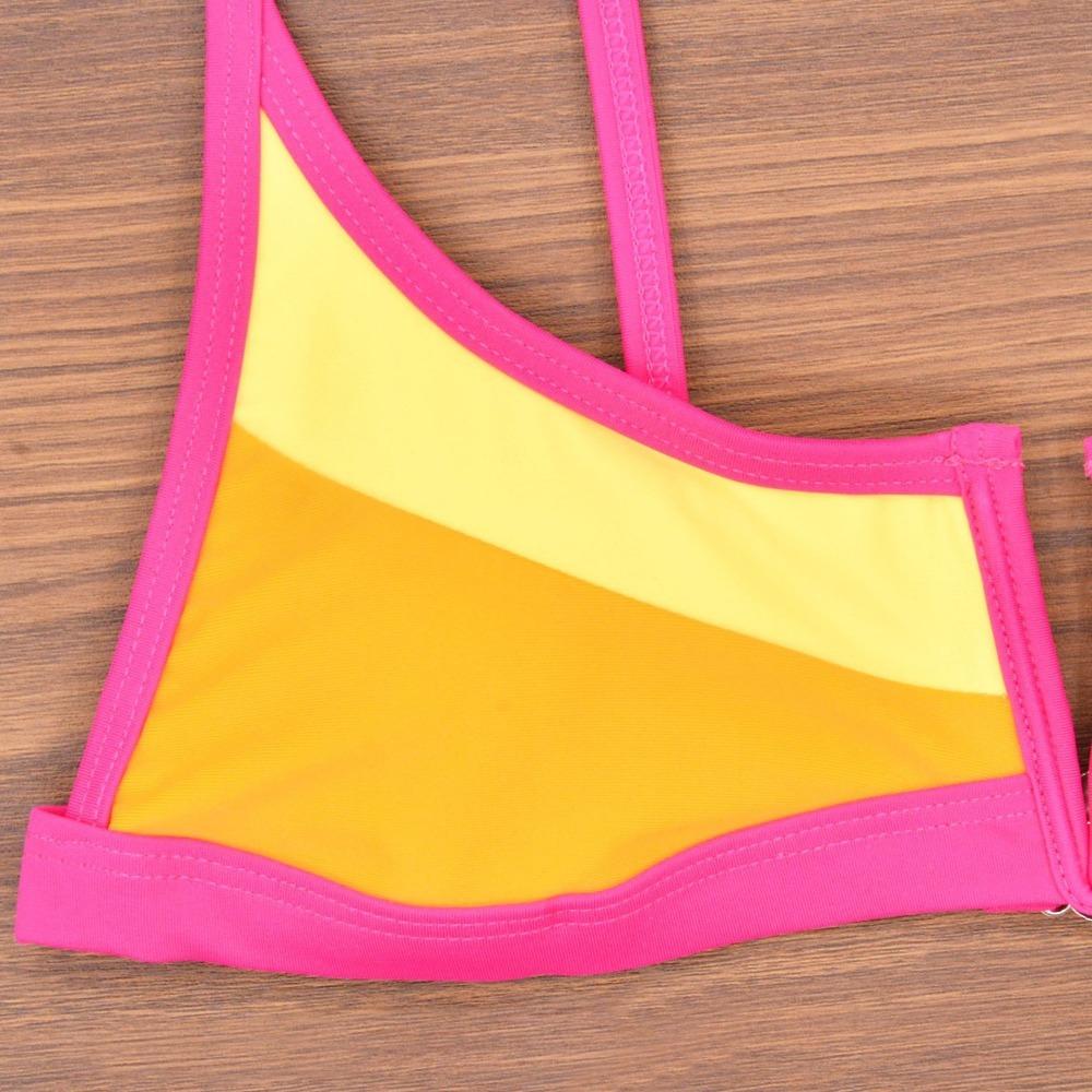 New Sexy V-neck Color Matching Gathering Split Swimsuit Bikini Swimsuit