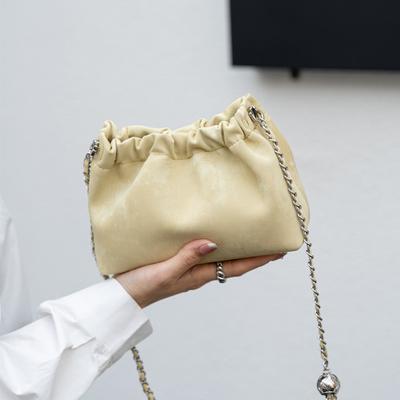 Genuine Leather Women's Bag In Summer New One Shoulder Crossbody Cloud Bag Casual Simple and Versatile National Style Cowhide Chain Bag