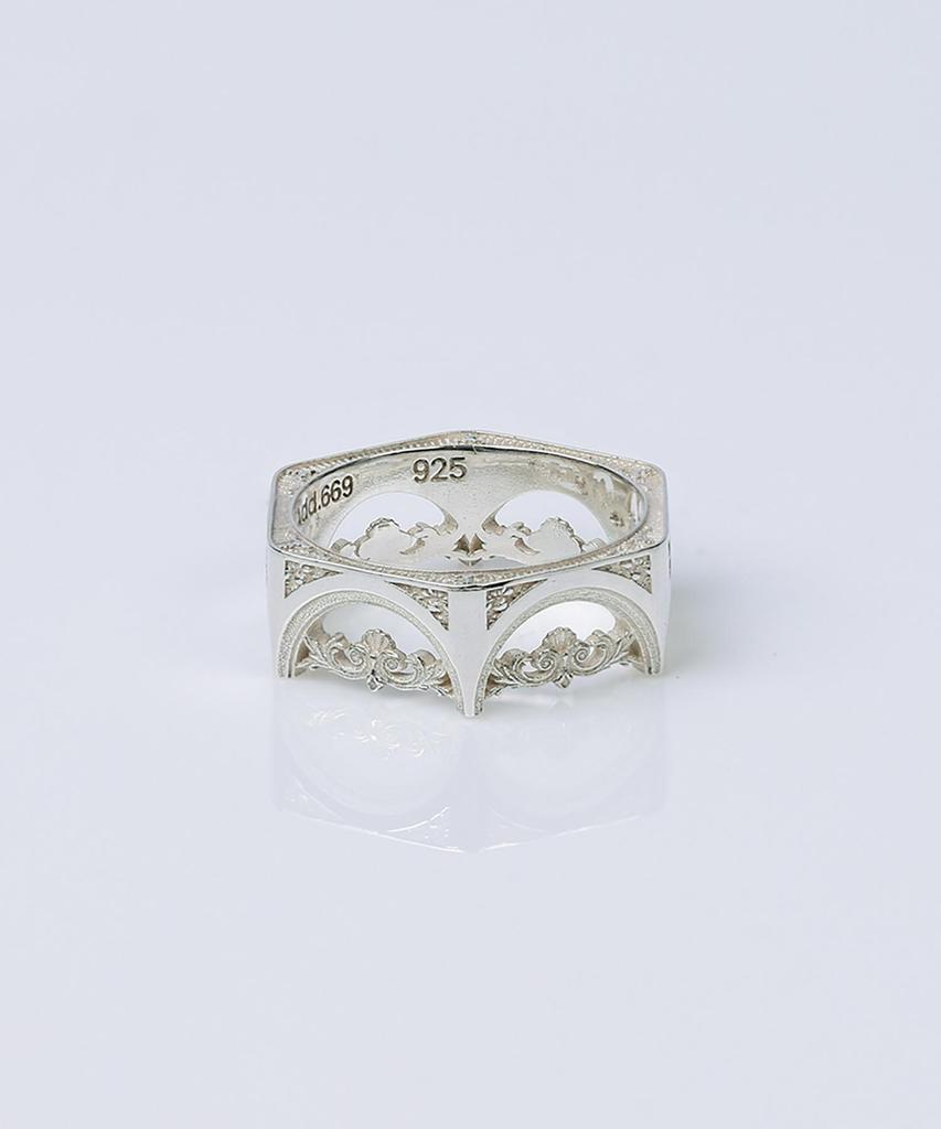 Address669 Structure Silver Ring #7W