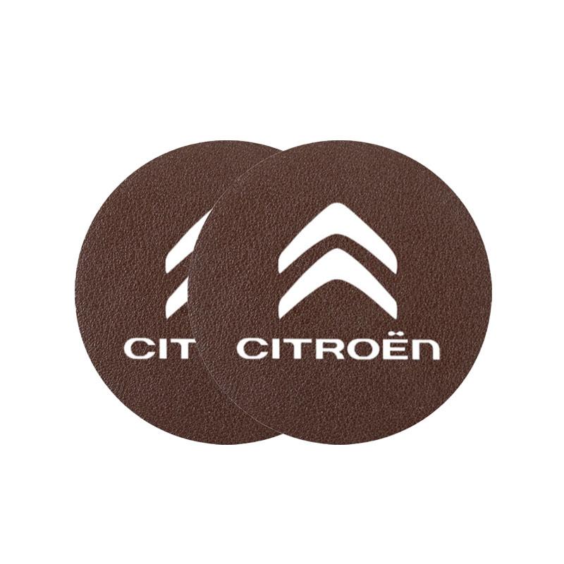 

2Pcs Leather Coaster Anti-noise Water Cup Pad Cushion For Citroen C1 DS3 C2 C3 Vts C4 Saxo C4L C5 C6 C8 Xsara C3-XR Picasso