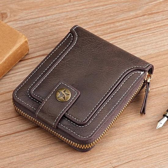 Men'S Short Wallet European And American Fashion Retro Multi-Functional Wallet
