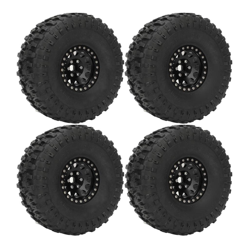 4PCS 1.9inch RC Crawler Rubber Tires 12 Hole Aluminium Alloy Wheels Hub Replacement for SCX10 1/10