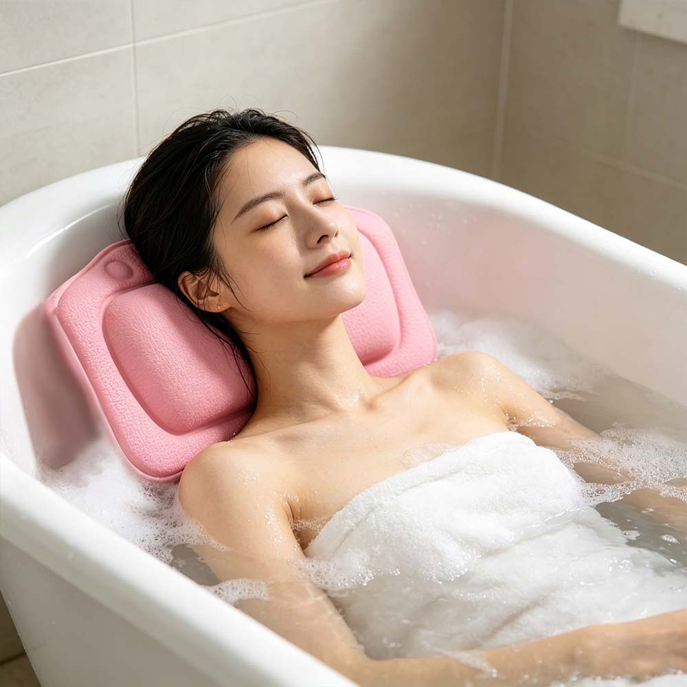 Nackenstütze Kopfstütze Wasserdichtes Badezimmerkissen mit Saugnäpfen Weiches Badekissen Rutschfest Entspannende Bad-Kopfstütze Spa