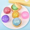 12Pcs Stress Relief Dumpling Squeeze Toy with Steamer Clear Glitter Steamed Bun Sensory Toy