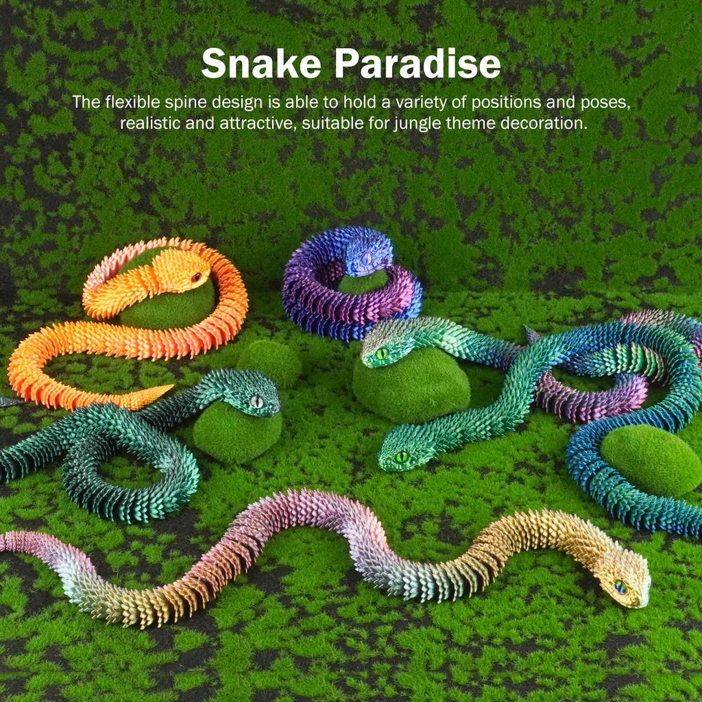 3D Printed Articulated Snake Figure Toys Flexible Fidget Toy Realistic Slithering Design Model Ornaments Creative Funny Gift