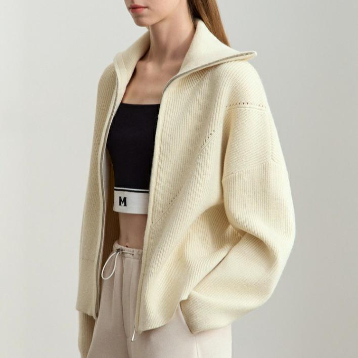 

Харадзюку Y2k Свитер-жакет в стиле морячки, повседневный, оверсайз, женский, осенне-зимний, однотонный, на молнии, вязаный кардиган, пальто женское One Size бежевый