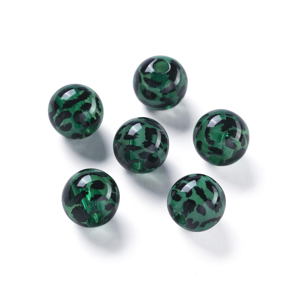 2pcs 15.5mm Acrylic Round Shaped Beads Leopard Print Spacer Loose Beads for DIY Bracelets Earrings Jewelry Making Accessories