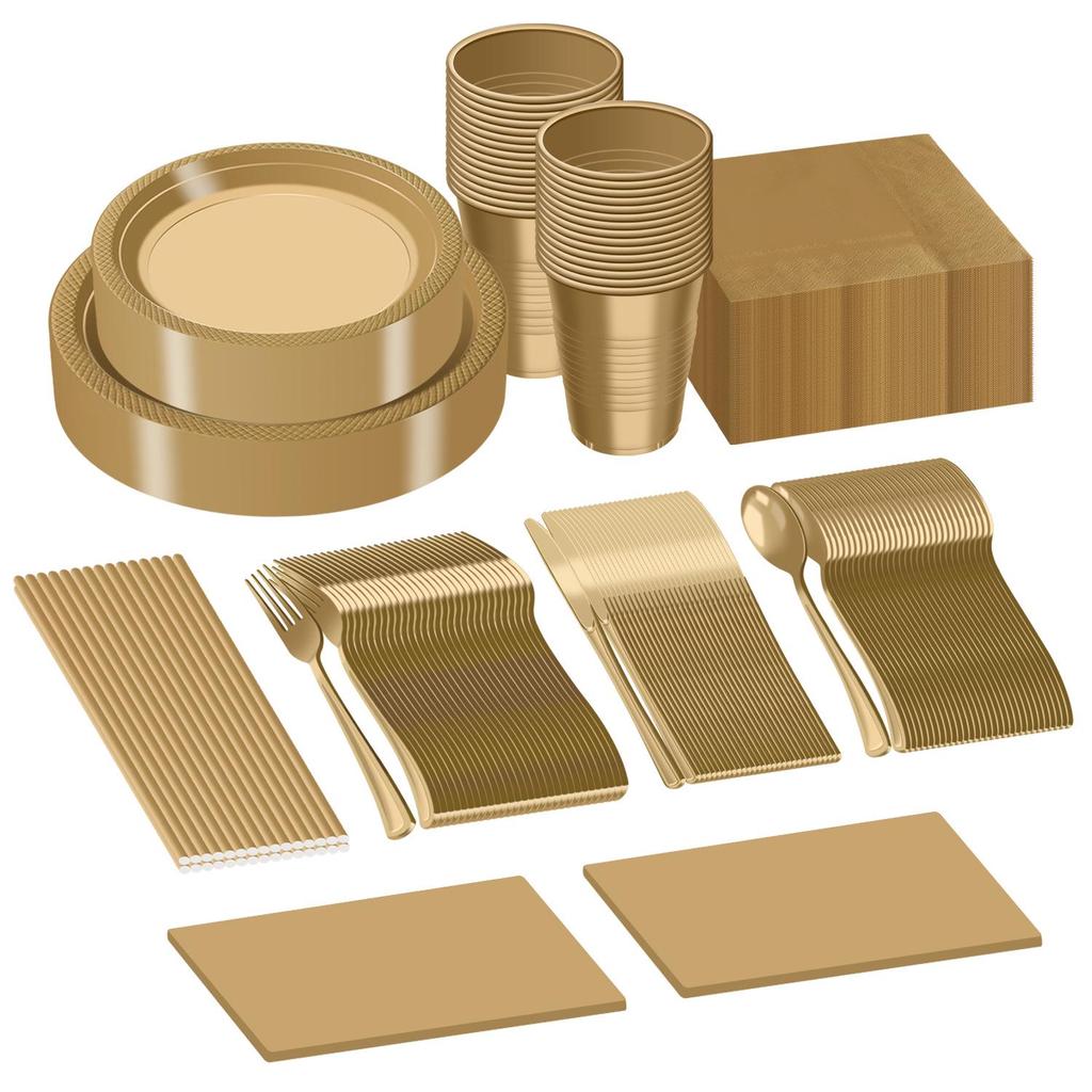 Engangs Servisesett i Ens Farge til Fest - Tallerkener og Kopper til Bursdagsfeiringer