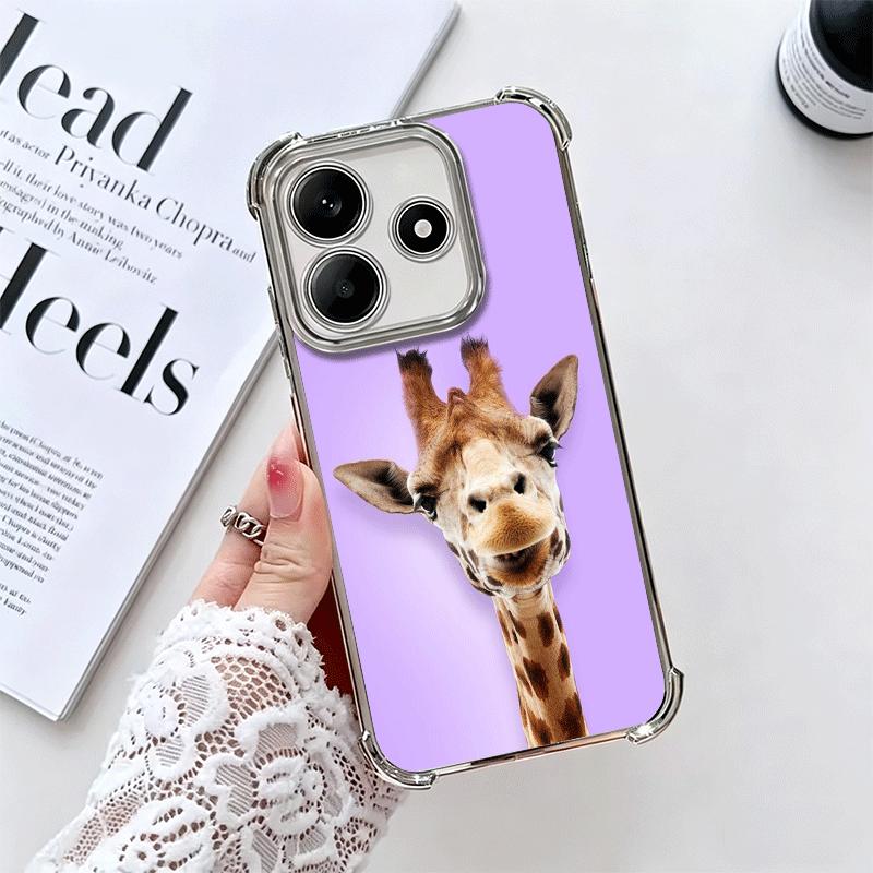 

Giraffe Animal Pattern Plating Phone Case For Xiaomi Redmi Note 14 15 Pro Plus 13 12 11 11S 11T 10 9S 9 5G Anti-Fall Airabag Cov Redmi Note 11S 4G