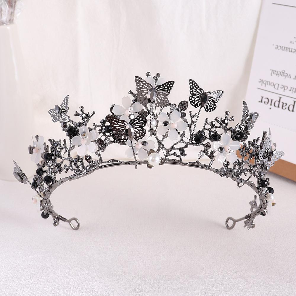 DIEZI 10 Colors Sweet Cute Crystal Pearl Crown For Women Girls Hair Accessories Elegant Bridal Butterfly Tiaras Diadem Headbands