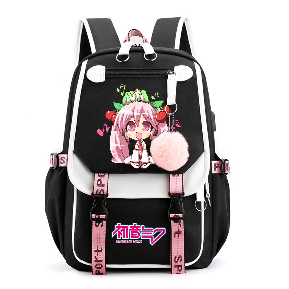 Anime Hatsune Miku Potisk Batoh Školní taška pro Teenagera Studenta Dívku Chlapce Taška na knihy Velká kapacita vodotěsný Cestovní taška Dárek Ruksak
